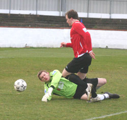 Kieran is upended for the United penalty